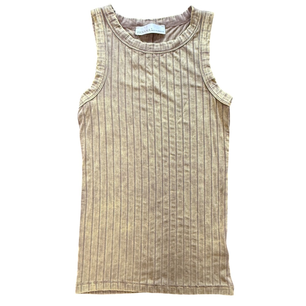 Zenana Tank Top Womens Small Brown Mineral Wash Ribbed Sleeveless RTW-8431G7